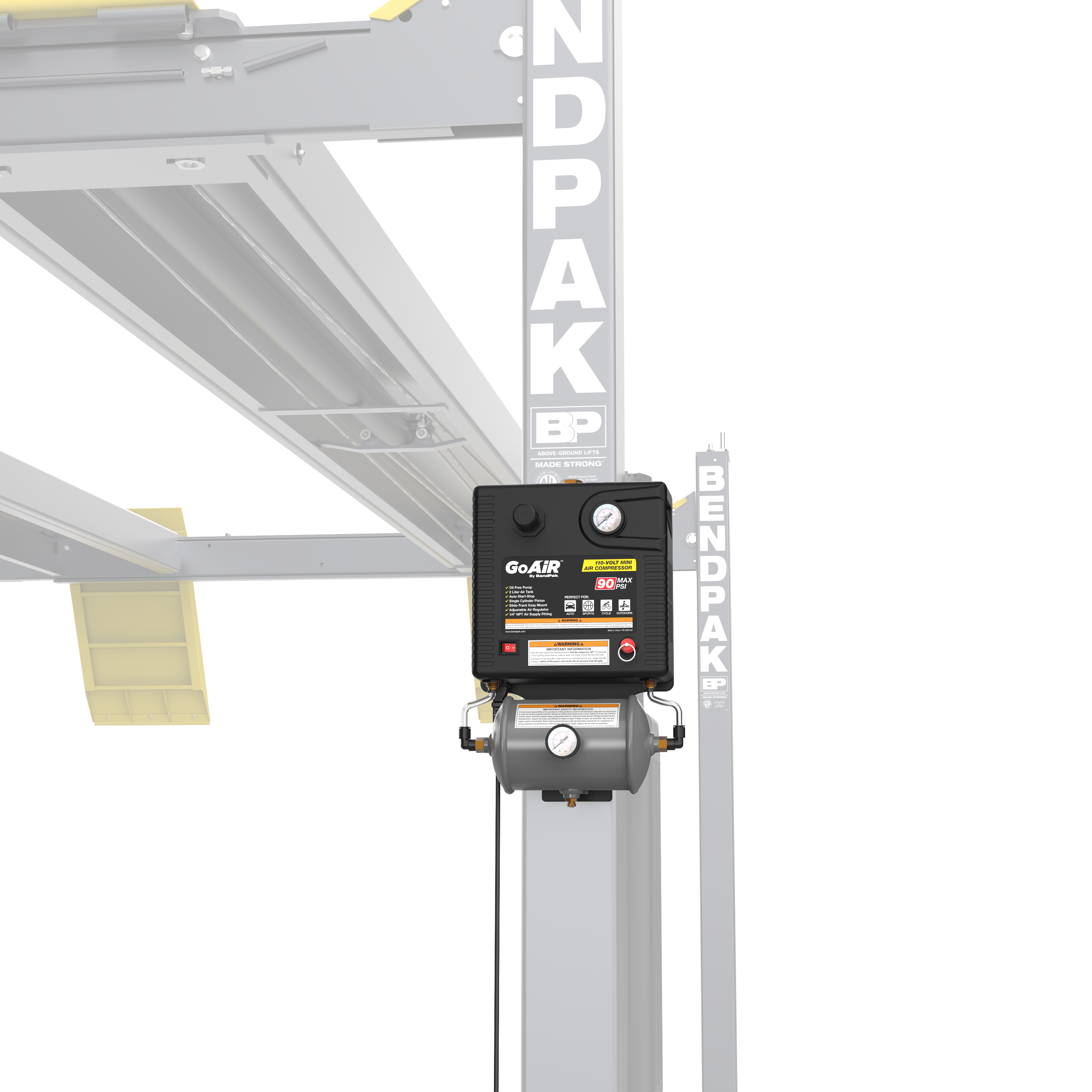 Four-Post Lift Air Compressor for Pneumatic Safety Locks