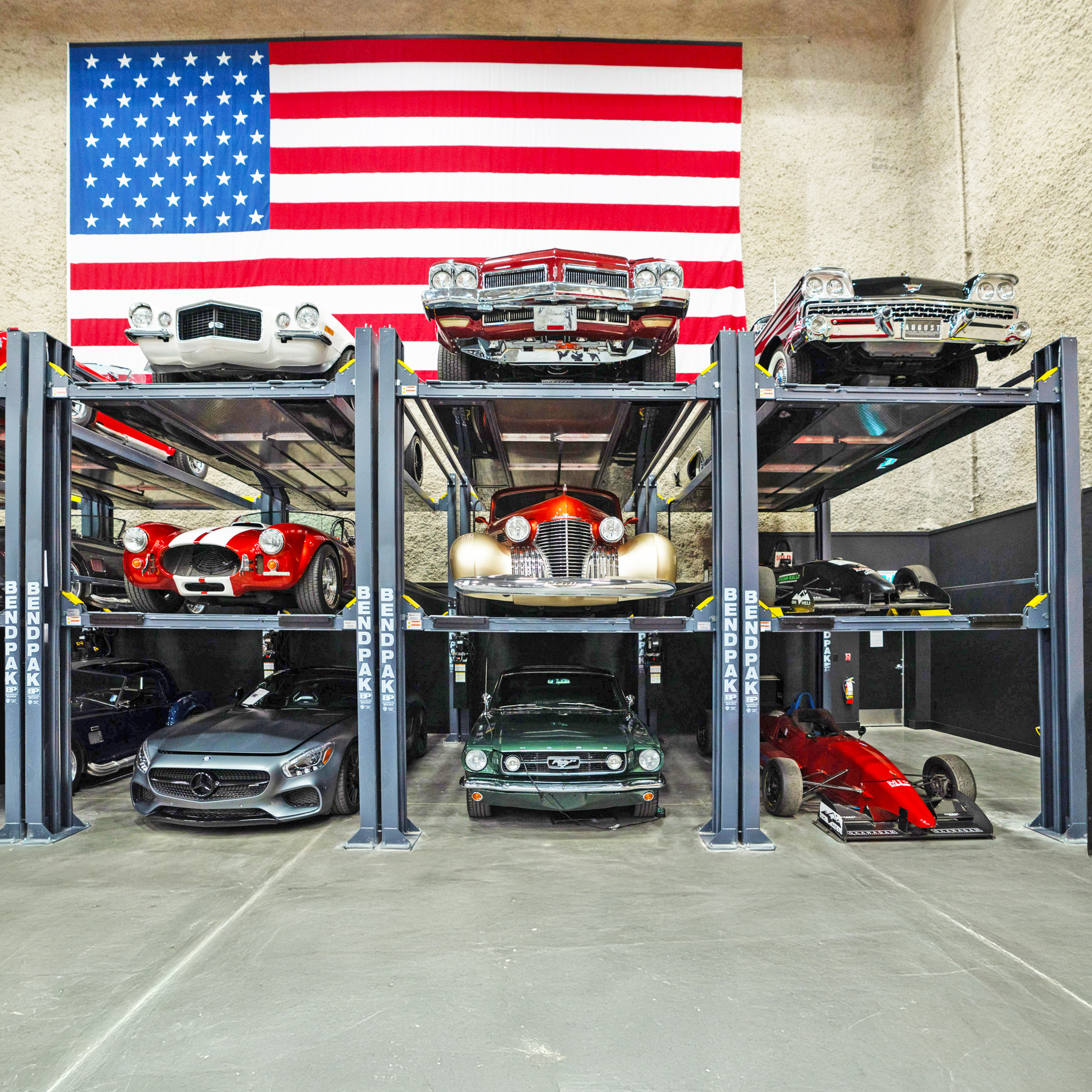 A Tri-Level Parking Lift Made for Real Ceiling Heights