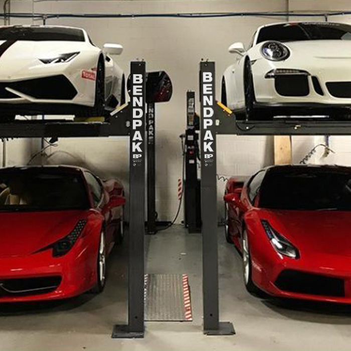 High-Rise Four-Post Lifting for Trucks, SUVs, and Tall Bays