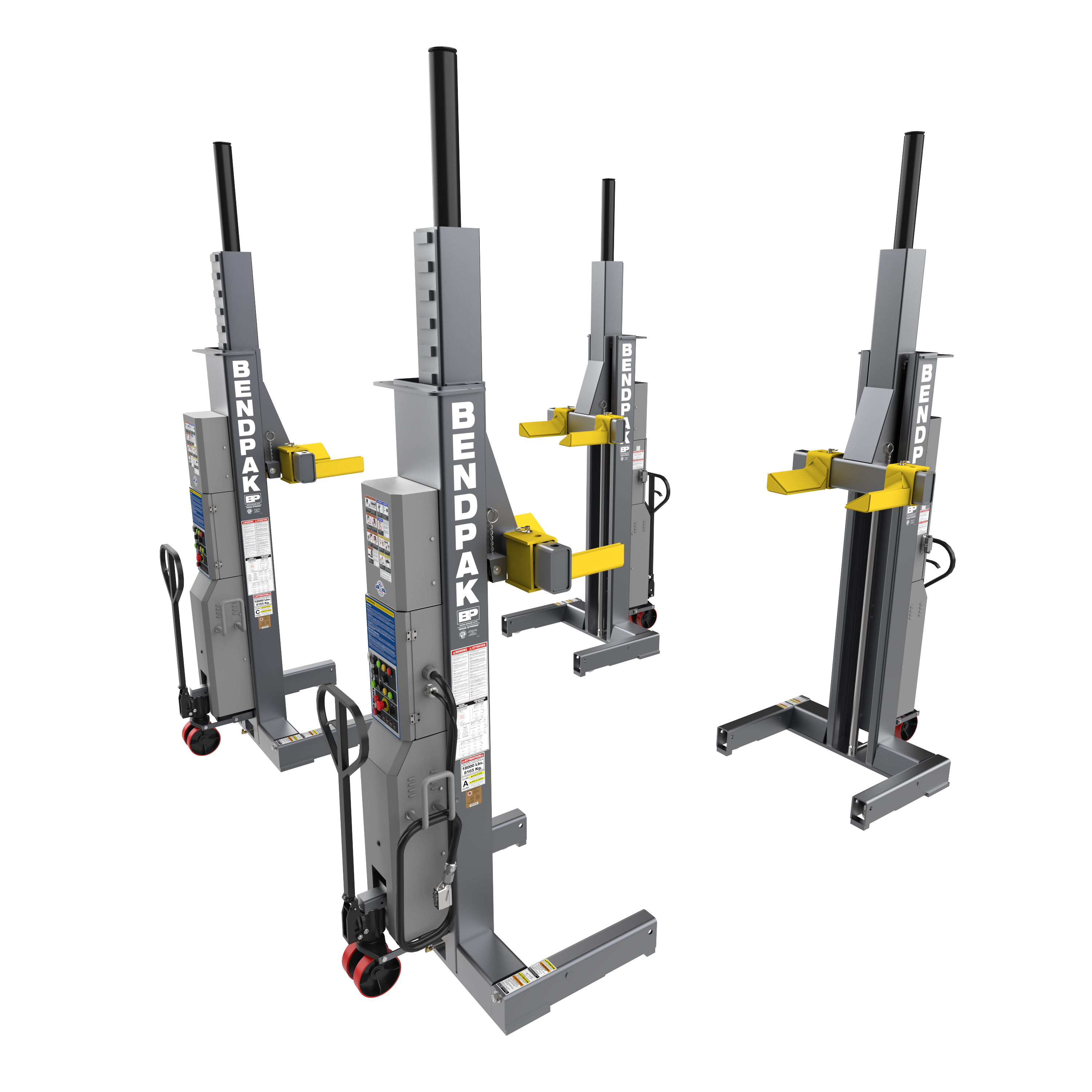 Four PCL-18B Mobile Column Lifts, 72,000 lbs. of Shop Muscle