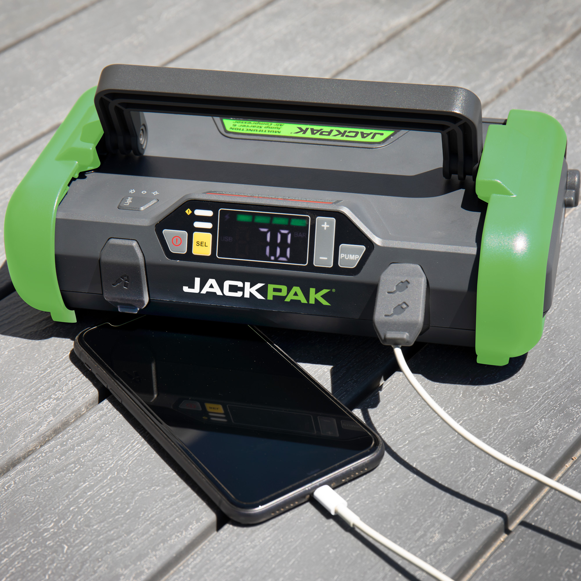 Portable USB Power Bank with LED Emergency Lighting
