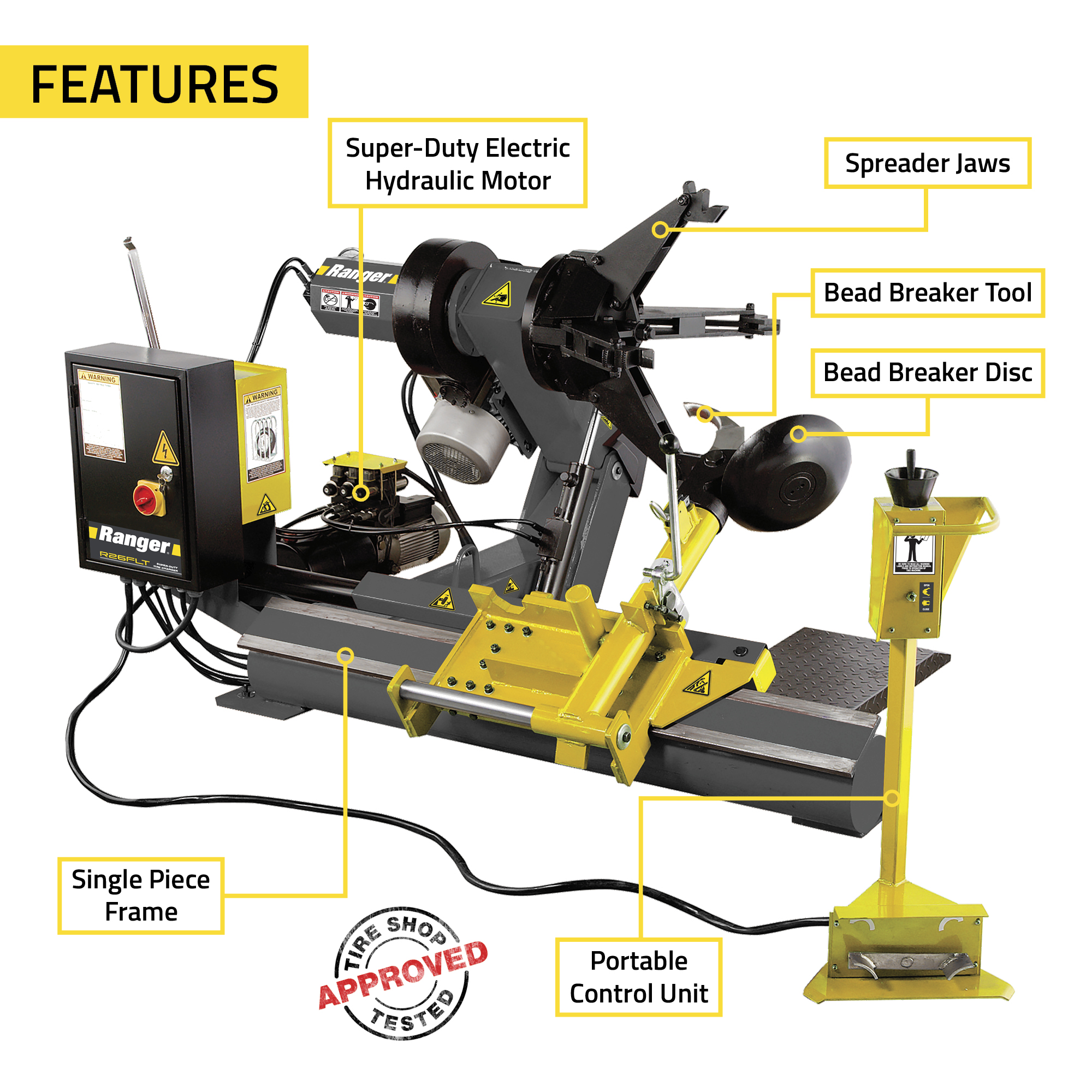 Single-Piece Frame and Included Truck Tire Service Tools