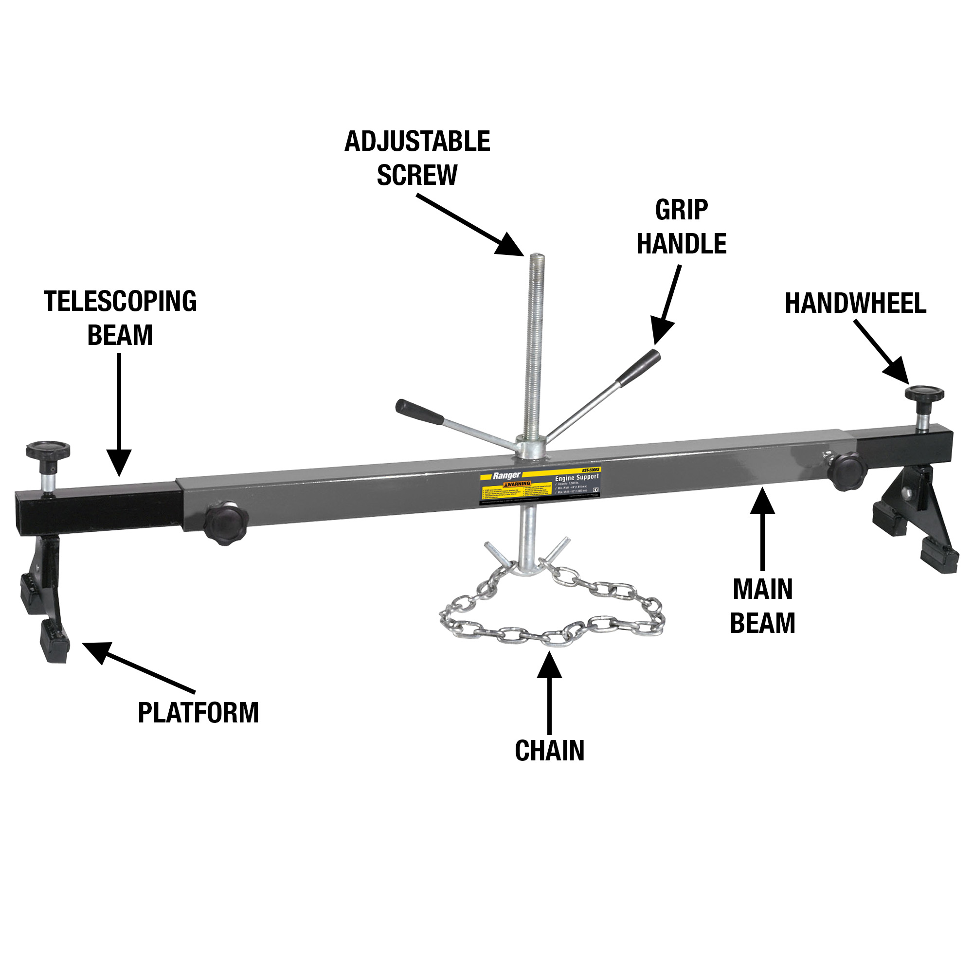 1,500-lb. Engine Support Beam for Engine Mount and Transmission Service