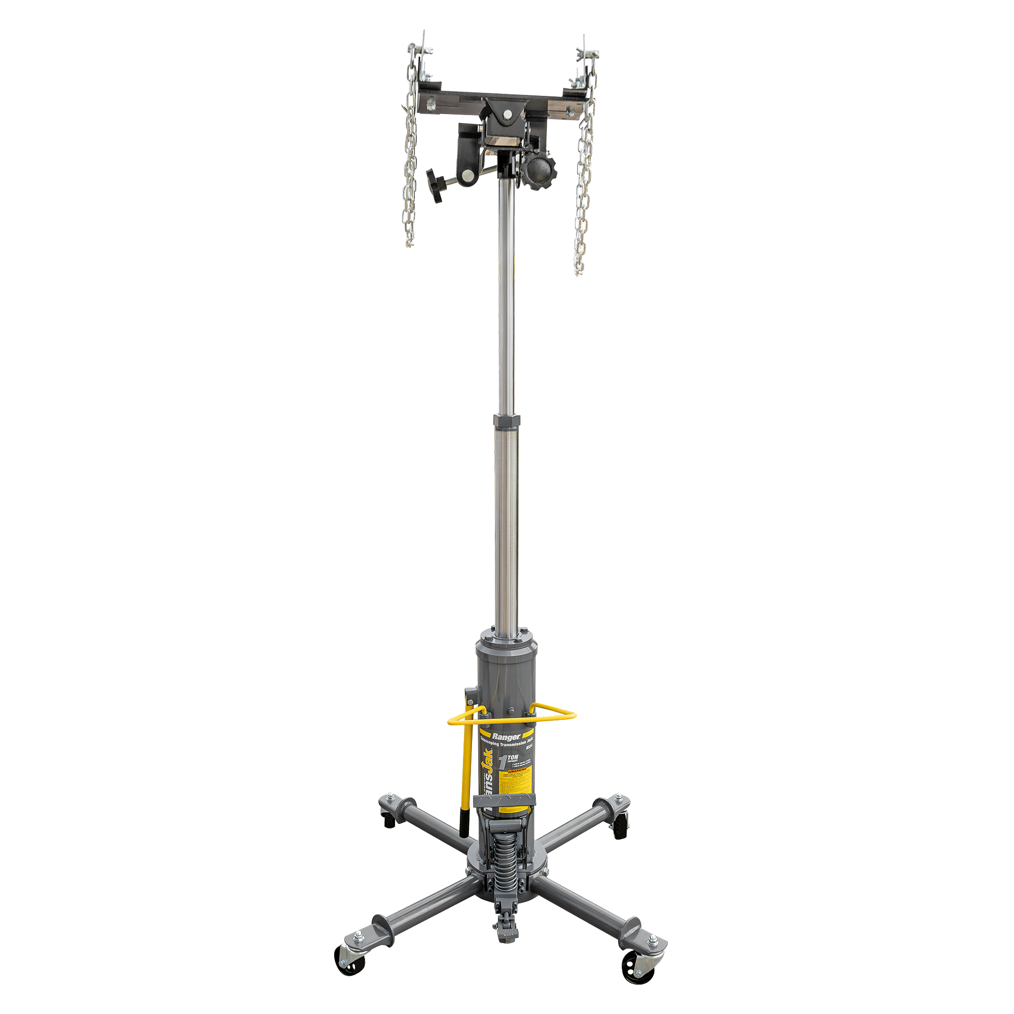 Adjustable Transmission Jack with Sliding Saddle and 73-Inch Max Rise