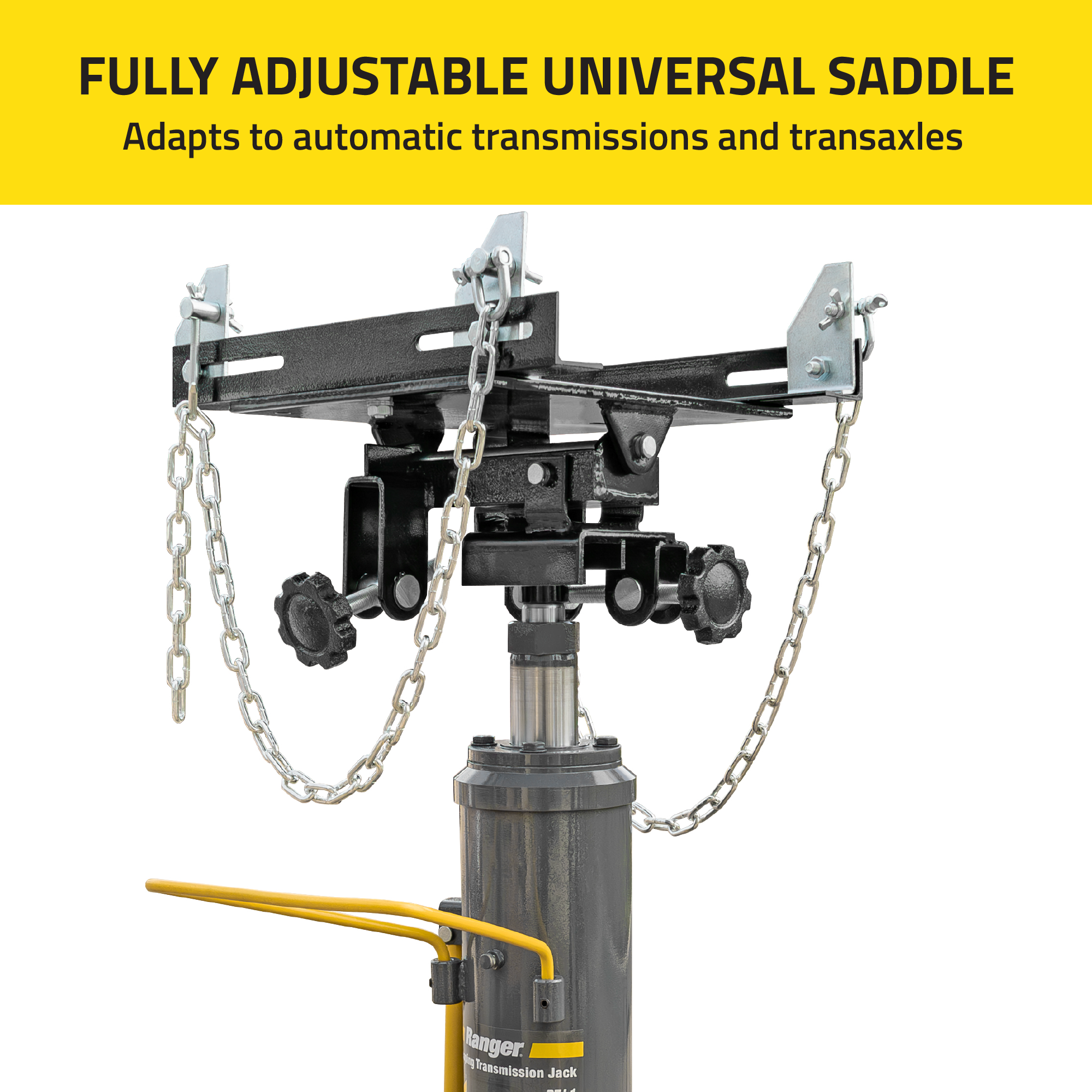 Heavy-Duty Transmission Jack with Anchor Chains and Overload Protection