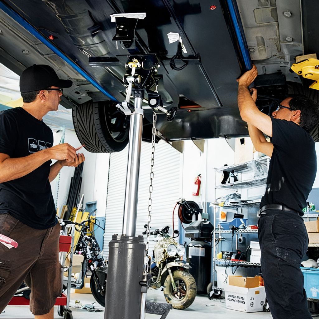 Heavy-Duty Transmission Jack with Anchor Chains and Overload Protection