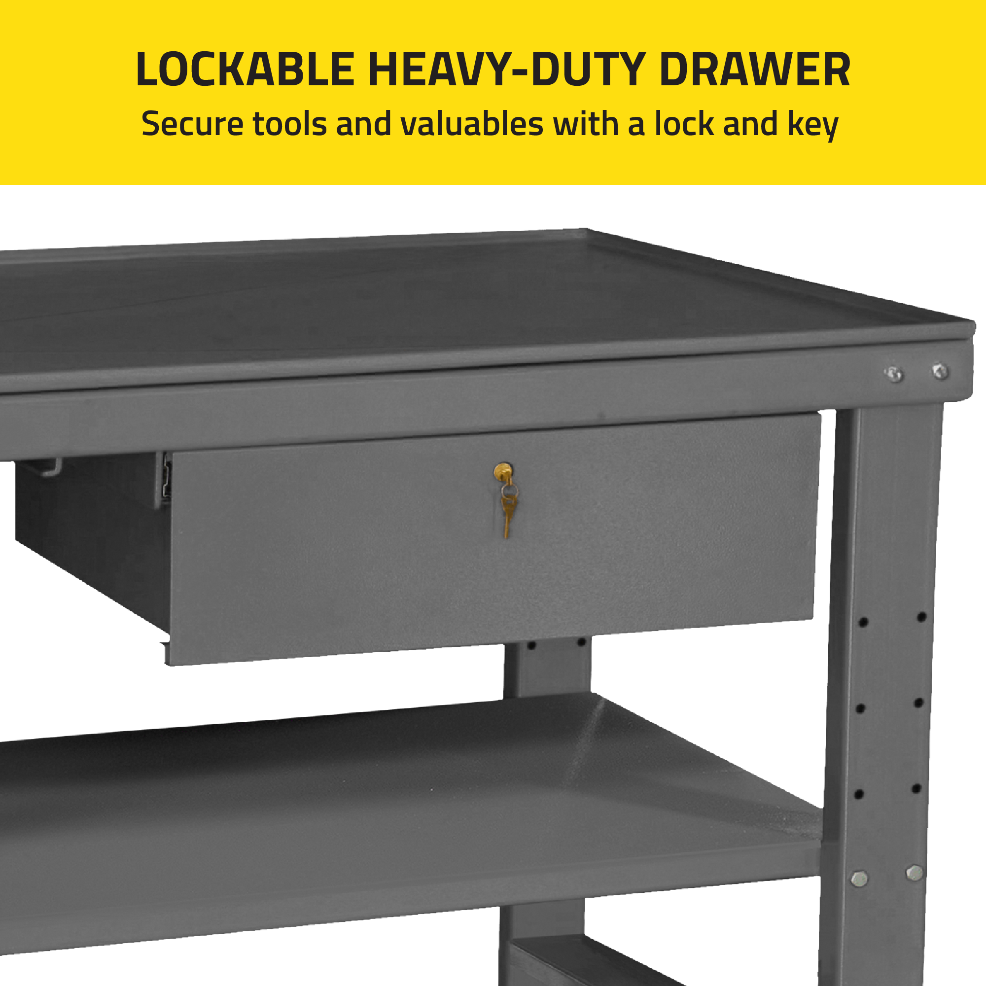 Mobile Workbench with Drawer, Shelf, and Locking Casters
